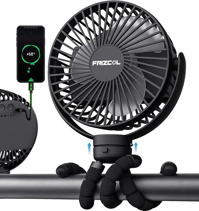 FRIZCOL Portable Stroller Fan, Use As Power Bank, 65H 12000mAh Battery Operated Fan Flexible Trip... | Amazon (US)