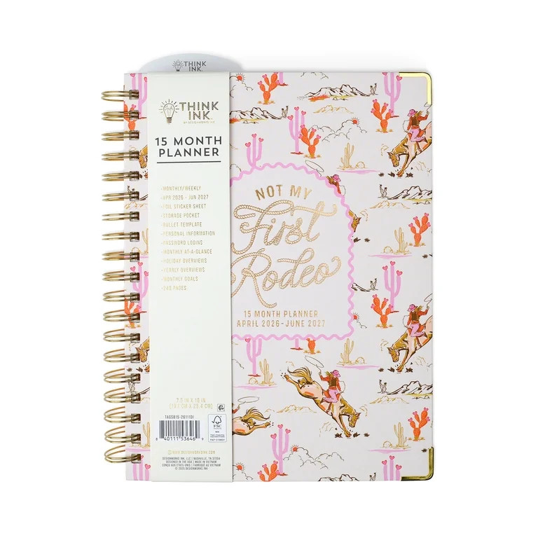 Think Ink 15 Month Weekly Twin Wire Planner, 7.5" x 10"  Not My First Rodeo, April 2026 \u2013 Ju... | Walmart (US)