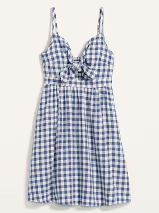 Fit &#x26; Flare Tie-Front Smocked Printed Mini Cami Dress for Women | Old Navy (US)