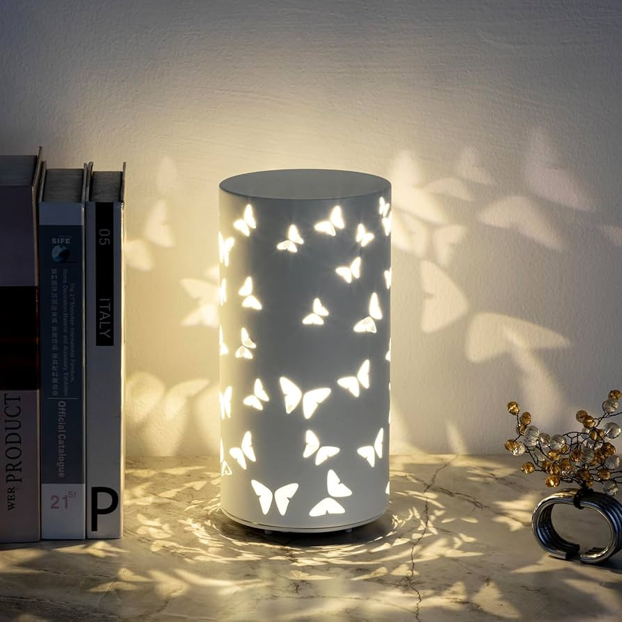 Warm White Butterfly Night Light - USB Cordless Table Lamp with Rotating Projection, Portable Bed... | Amazon (US)
