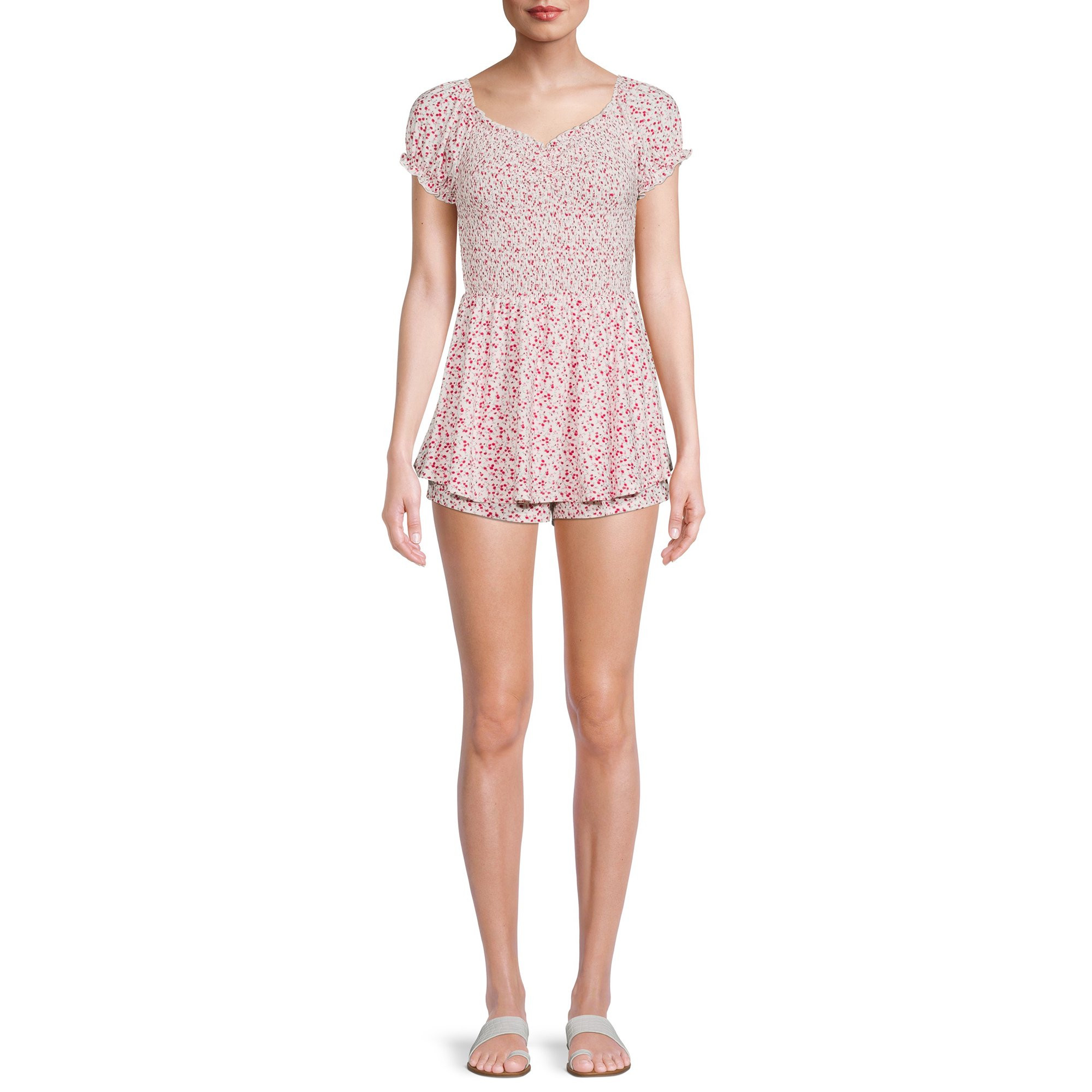 Liv & Lottie Women's Juniors Smocked Bodice Romper with Skirt Overlay | Walmart (US)