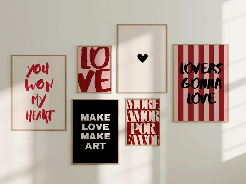 Valentines Day Wall Art Bundle Gallery Wall best Valentines Gift for Him Gift for Her Printable H... | Etsy (US)