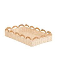 20x12.25 Large Natural Rattan Tray With Scalloped Edges | TJ Maxx