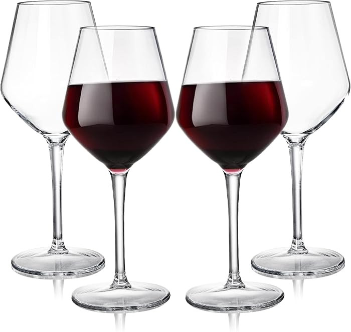 Dicunoy Set of 4 Unbreakable Stemmed Wine Glasses, 16 oz Outdoor Plastic Wine Glasses, Plastic Go... | Amazon (US)