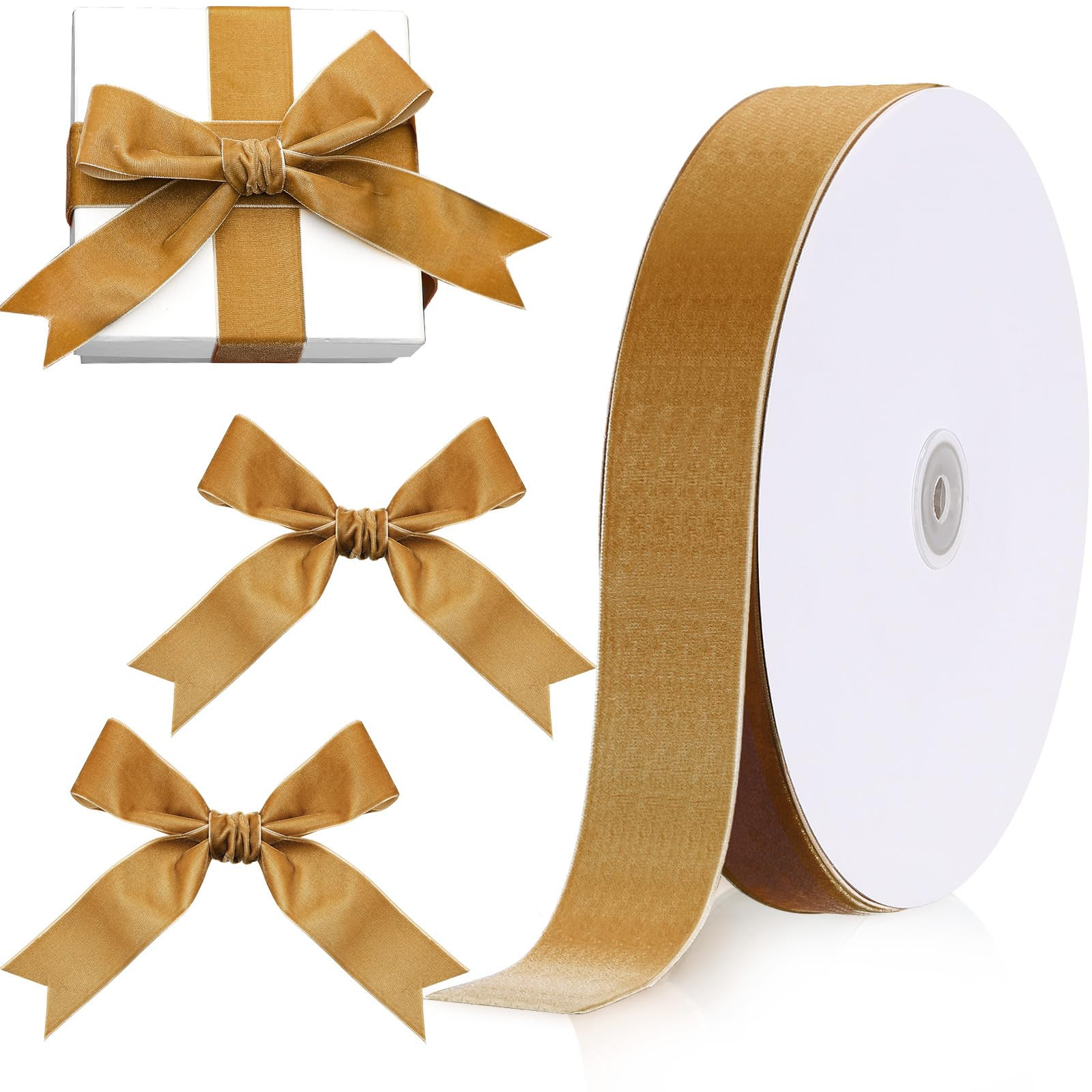 Chuangdi 1.5 Inch, 30 Yard Christmas Velvet Ribbon Vintage Khaki Ribbons for Gift Wrapping Christ... | Amazon (US)