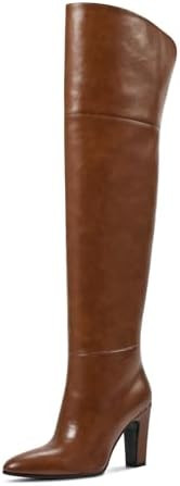 wetkiss Thigh High Boots for Women, Over the Knee Boots with Chunky Heel, Side Zipper, Wide Calf ... | Amazon (US)