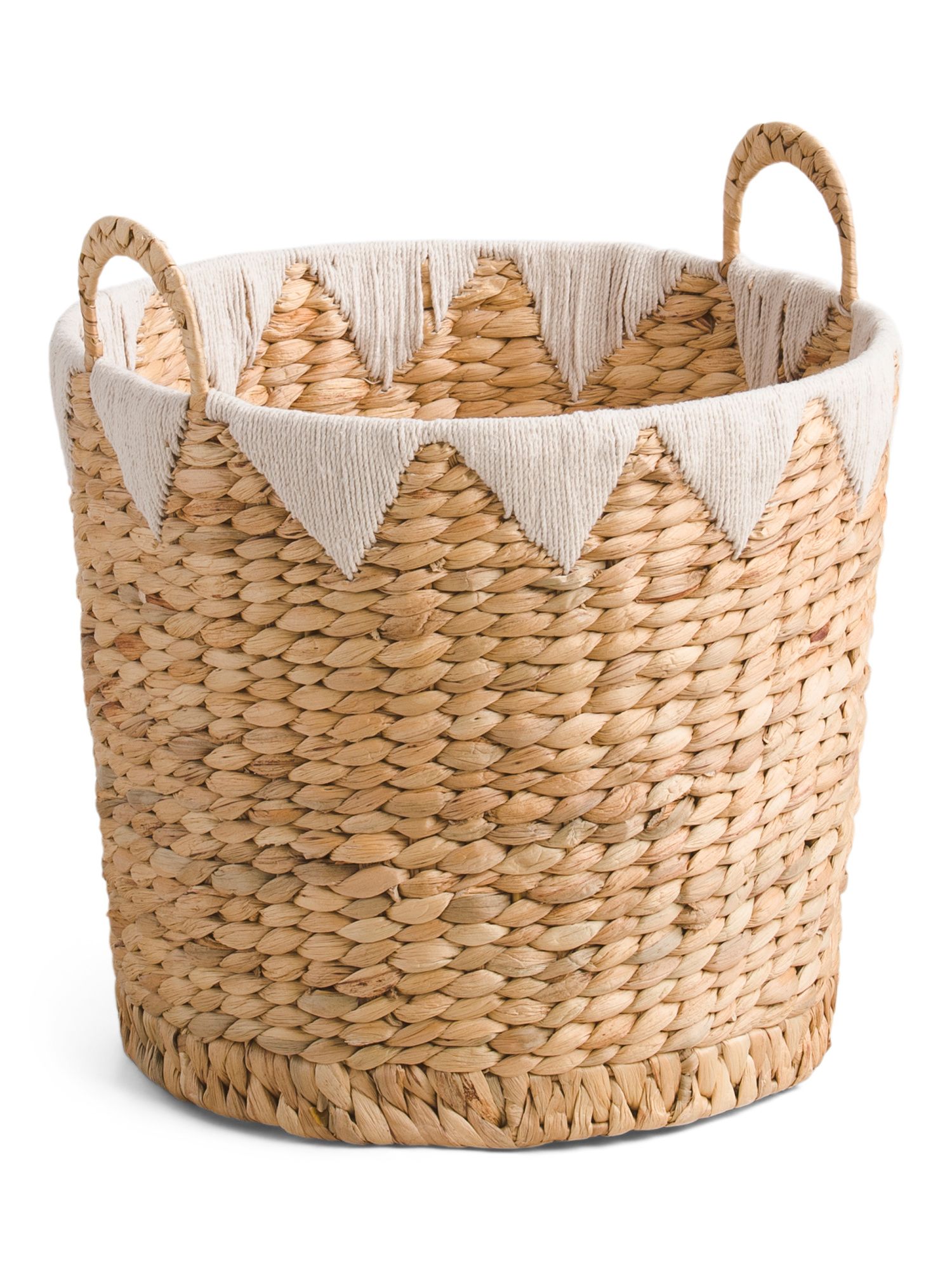 Small Round Basket With Yarn Top Detail | TJ Maxx