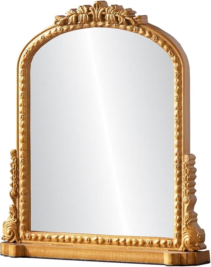 Vintage Desk Makeup Mirror, Vanity Mirror with Stand Antique Decorative, Wood Retro Desktop Dress... | Amazon (US)