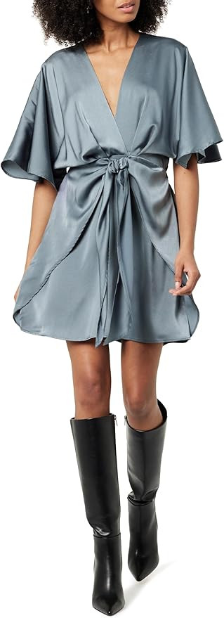 The Drop Women's Estelle Deep V-Neck Front-Tie Mini Dress | Amazon (US)