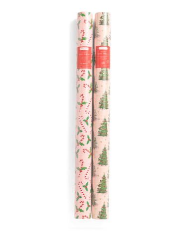 2pk 100sqft Christmas Tree Holly Berry Wrapping Paper Jumbo Rolls | TJ Maxx