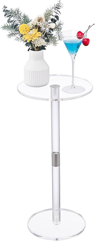 HMYHUM Small Acrylic Drink Table for Small Spaces, 10" L x 10" W x 21.3" H, Drink Side Table/End ... | Amazon (US)