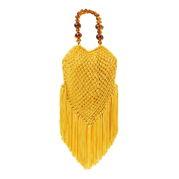 No Boundaries Women's Festival Fringe Tote Handbag Yellow | Walmart (US)