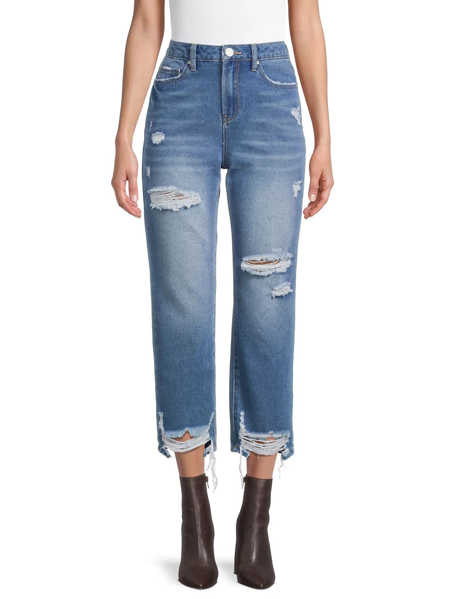 Indigo Rein Junior's Straight Leg Cropped Jeans | Walmart (US)