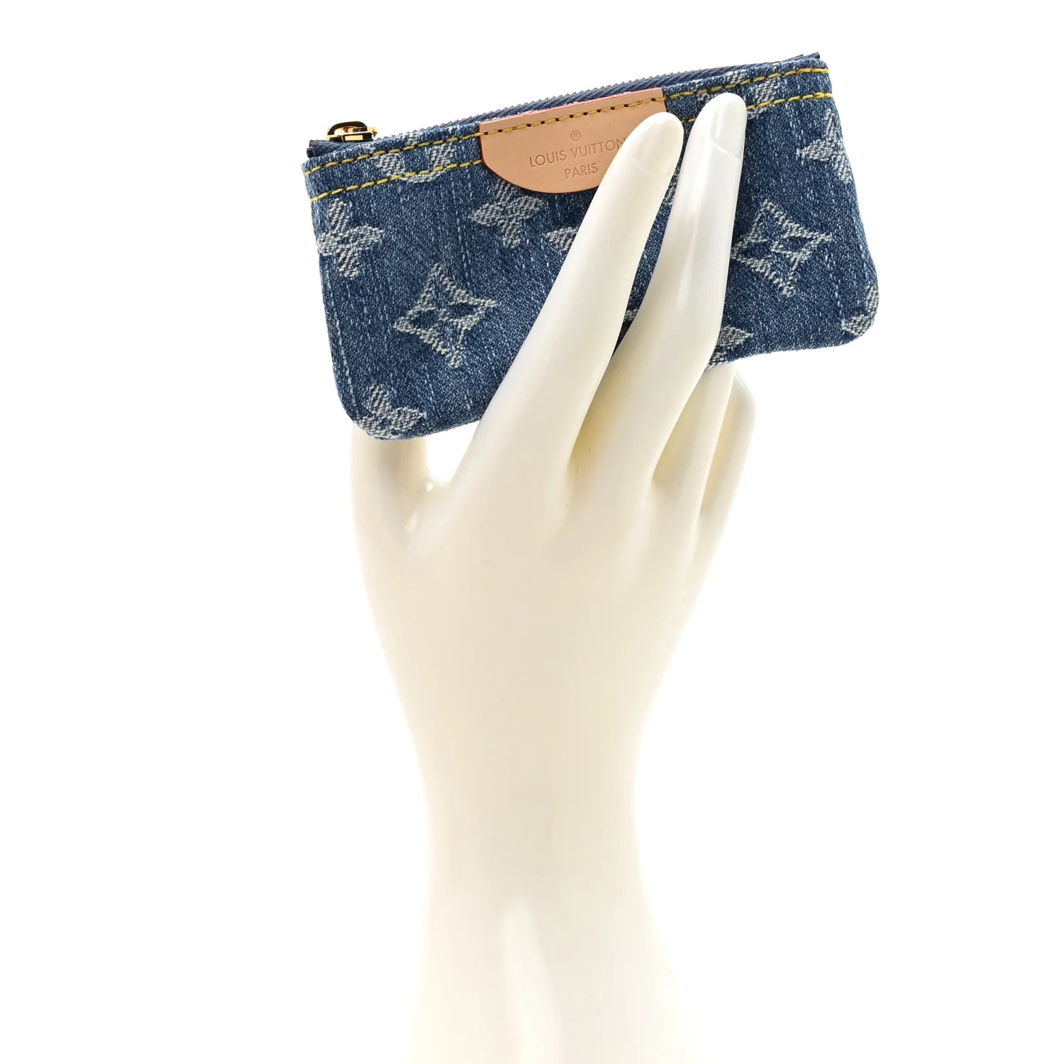 Monogram Denim Key Pouch Denim Blue | FASHIONPHILE (US)