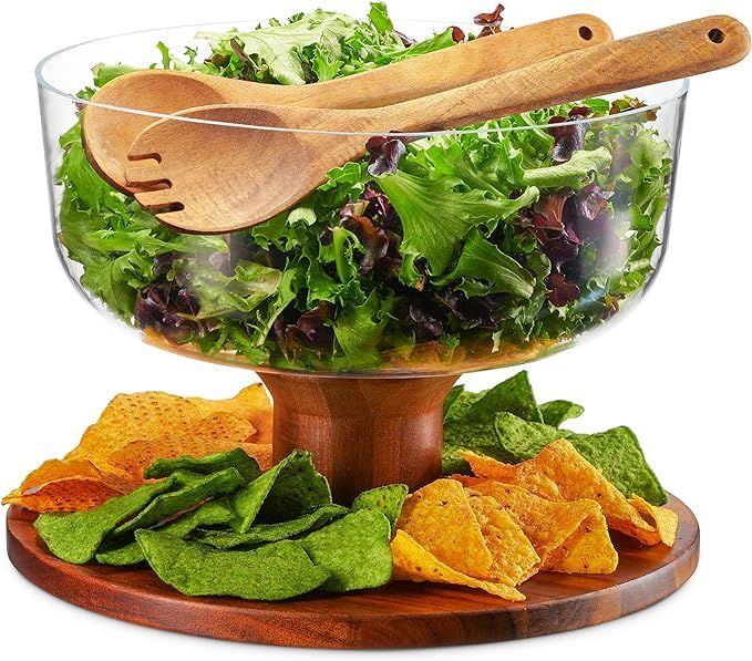 Amazon.com | Godinger 2 in1 Salad Bowl and Cake Stand, Salad Bowl Serving Dish and Footed Cake St... | Amazon (US)