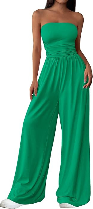 PRETTYGARDEN Strapless Jumpsuits for Women Dressy Casual | Amazon (US)