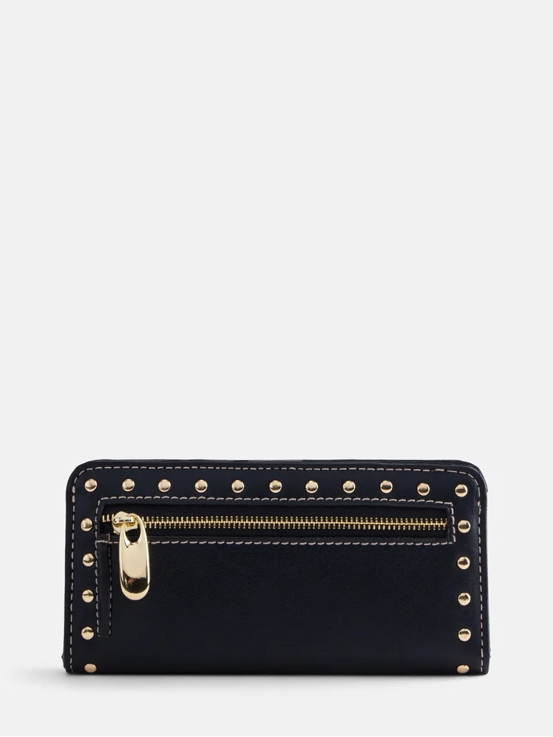 Scenario Women's Slim Studded Wallet, Black | Walmart (US)