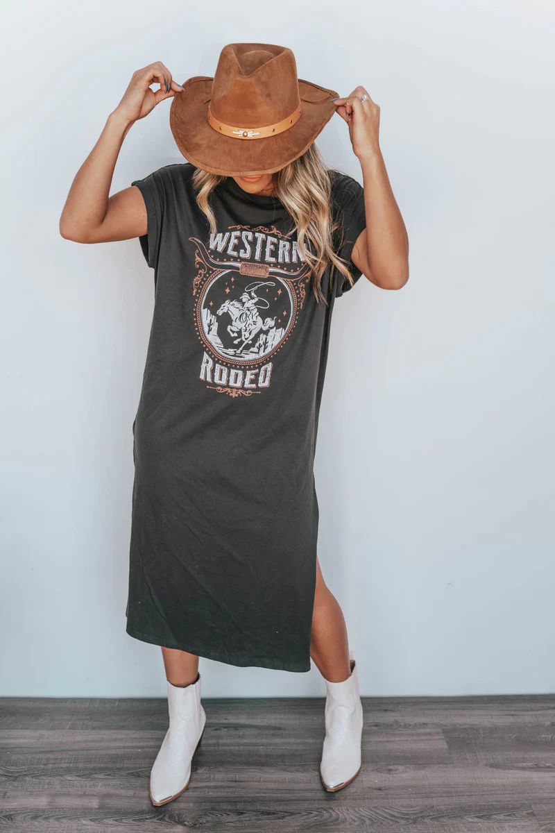 Western Rodeo Black Graphic Midi Dress | Apricot Lane Boutique