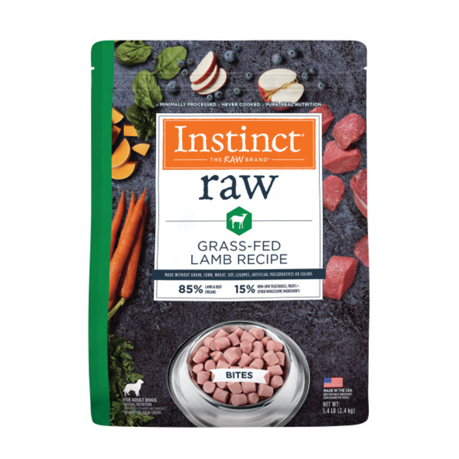 Instinct Raw Grass-Fed Lamb Bites Frozen Dog Food, 5.4Lb | Pet Supermarket | Pet Supermarket