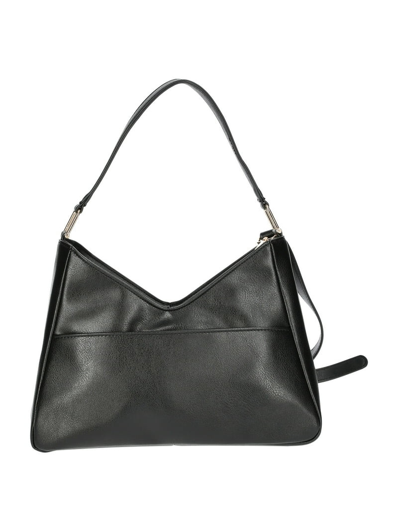 Time and Tru Women's River Soft Faux Suede Shoulder Hobo Bag, Black - Walmart.com | Walmart (US)