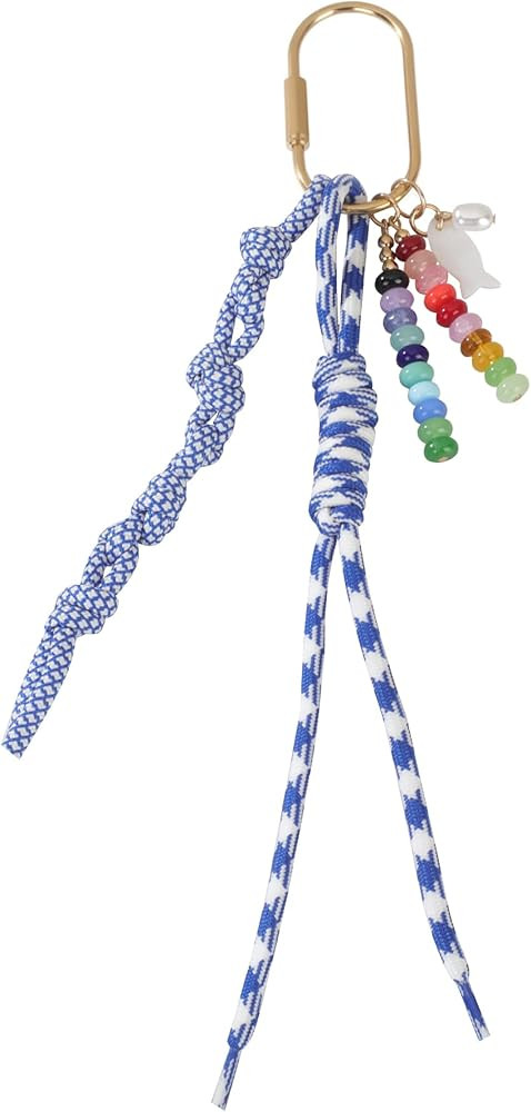 Colorful Beads Braided Blue Rope Paracord Fish Charm Bag Charm Keychain | Amazon (US)
