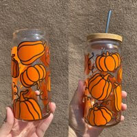 Pumpkins Beer Glass Can, Autumn Libbey Cups, Abstract Pumpkins, Halloween Cups, Fall Leaves, Fall Se | Etsy (US)