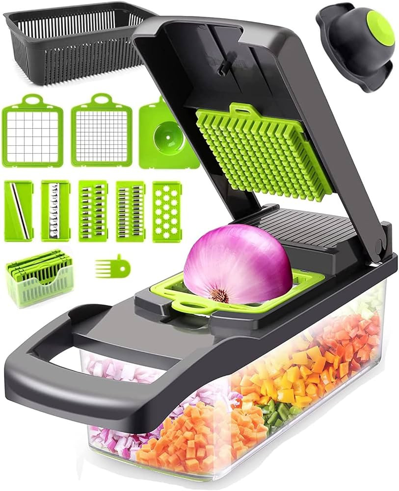 12-in-1 Kitchen Mandoline Vegetable Slicer, BROTOU Vegetable Chopper, 7 Replaceable Blades Food P... | Amazon (UK)