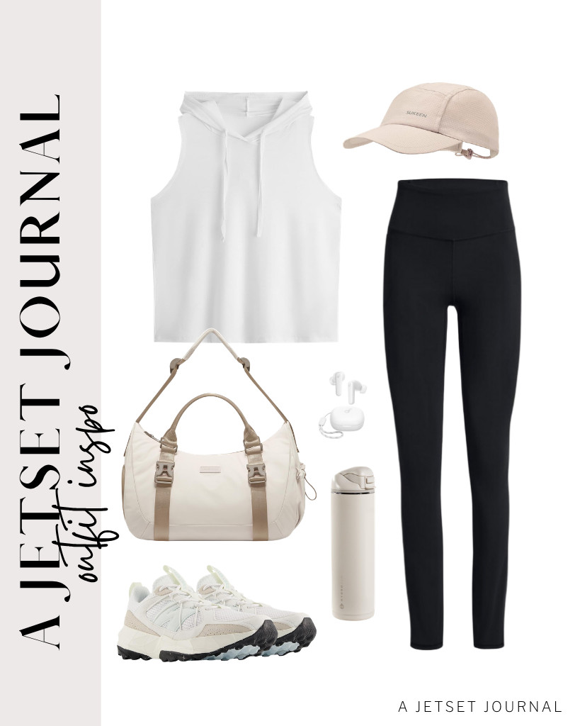 I definitely love this white hoodie tank top worn with comfy high-waisted leggings and running sneakers from New Balance. It’s an outfit you can effortlessly style with a Sukeen sun hat and a gym bag.


#LTKSeasonal #LTKSaleAlert #LTKTravel 

 