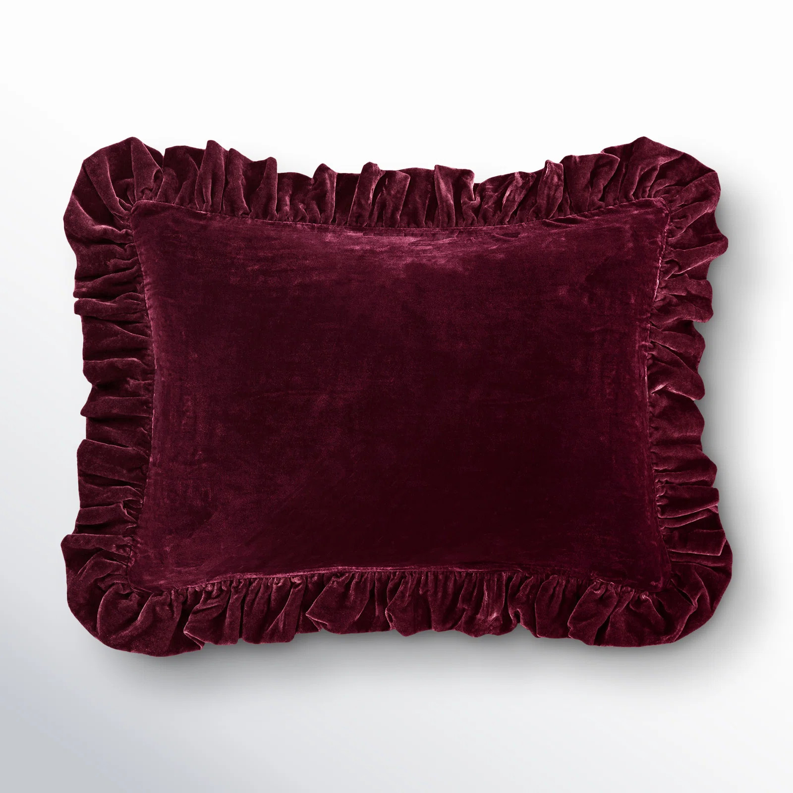 Stella Solid Faux Silk Velvet Ruffled Romantic Western 16x21 inch Oblong Pillow | Wayfair North America