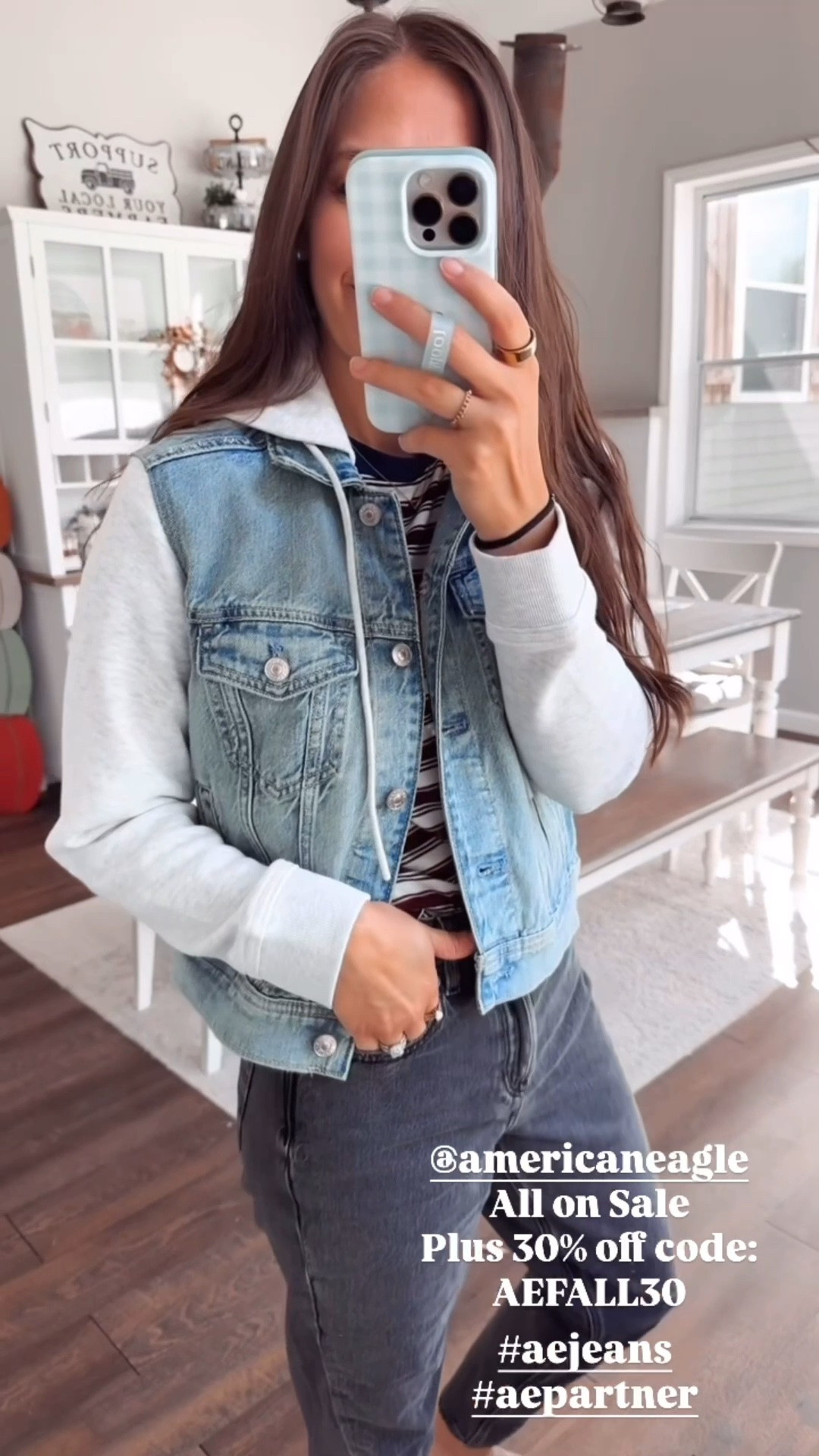 @ae  is having a huge sale and you can use code AEFALL30 for an additional 30% off your purchase! 
Wearing XS in all tops and jacket. Denim tts short option. Shoes tts #aejeans #aepartner

#LTKootd #LTKgrwm #LTKmomlife