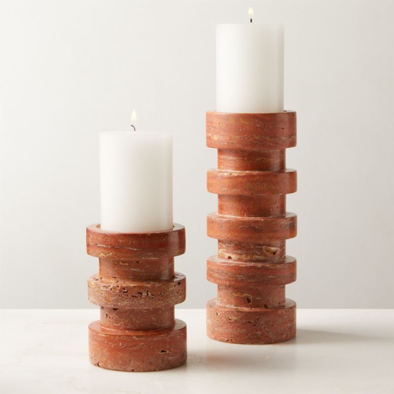 Dev Travertine Candle Holders | CB2 | CB2