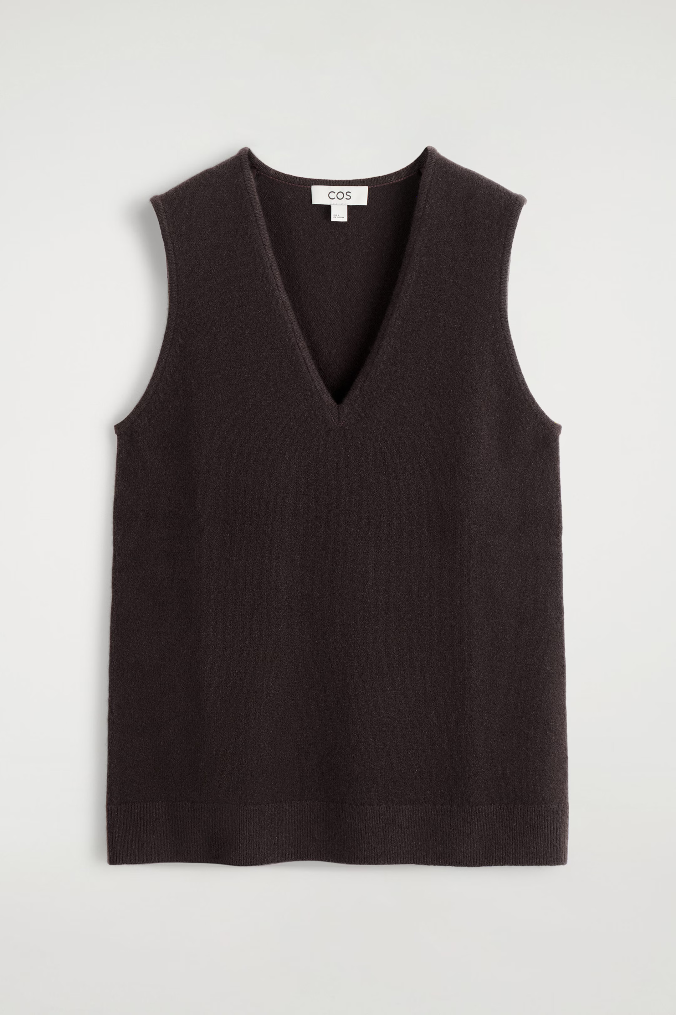 WOOL V-NECK TUNIC VEST - BROWN | COS GB | COS UK