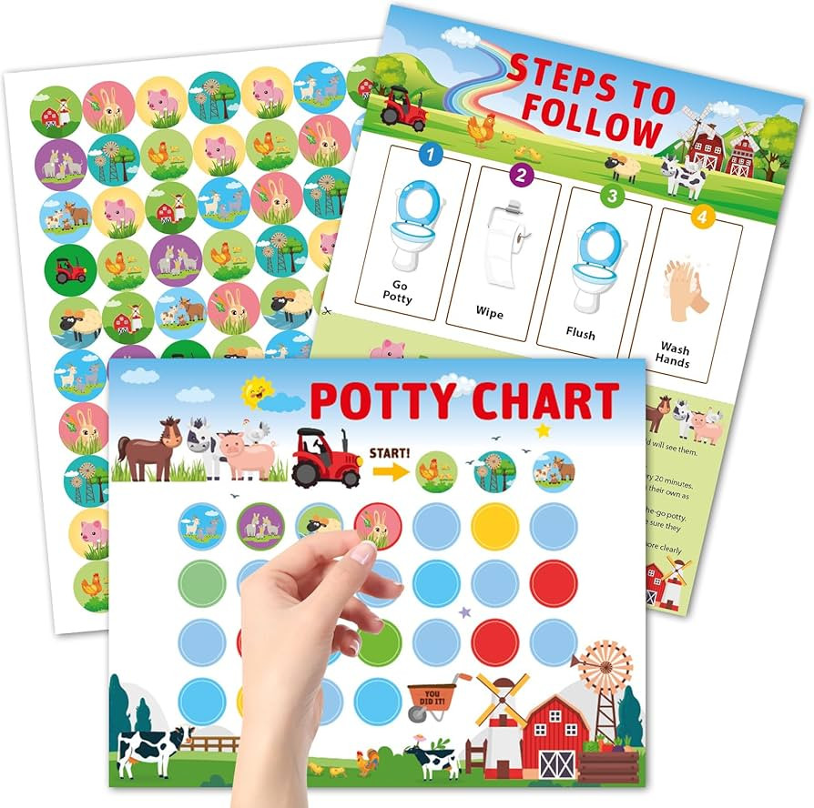 Potty Training Chart for Toddlers Boys & Girls, Farm Potty Chart with Stickers, Toddler Potty Tra... | Amazon (US)