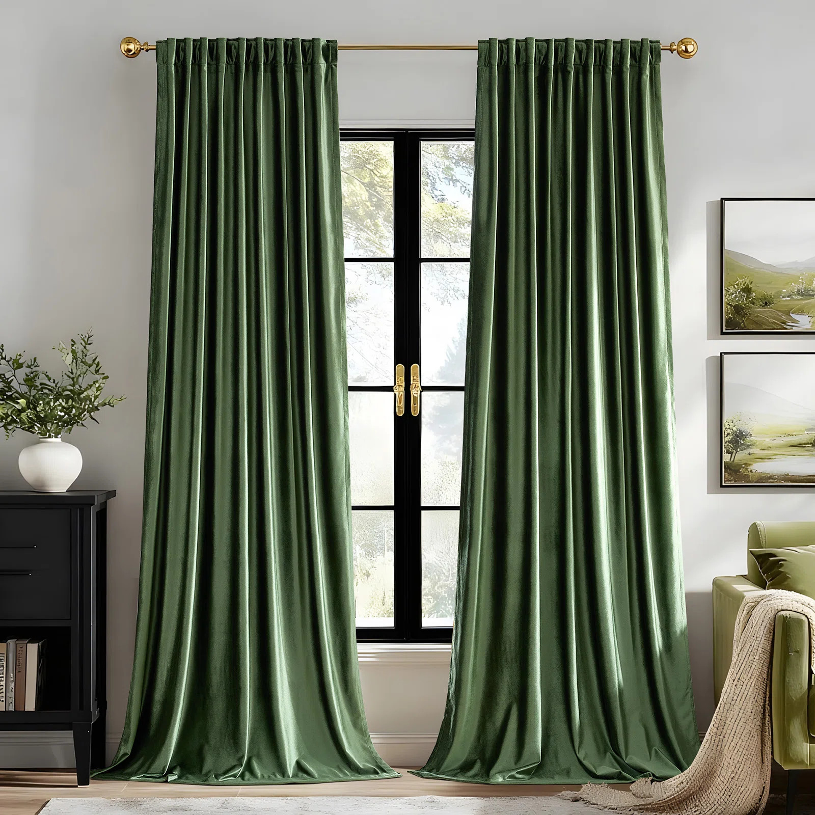 Luxury Velvet Blackout curtains for  Living Room Bedroom，Rod Pocket Back Tab ,Room Darkening 75... | Wayfair North America