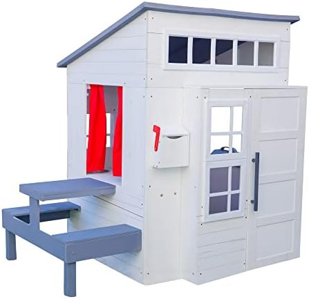 KidKraft Modern Outdoor Wooden Playhouse with Picnic Table, Mailbox and Outdoor Grill, White, Gif... | Amazon (US)