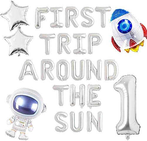 First Trip Around The Sun Banner Balloons, Space Theme 1st Birthday Decorations for Baby First Birth | Amazon (US)