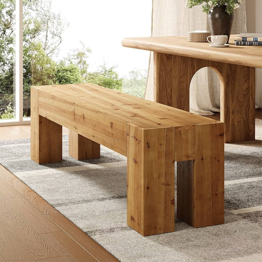 Solid Wood Dining Bench, Farmhouse Heavy Duty Kitchen Table Bench Seat with Sturdy Frame for Dini... | Amazon (US)