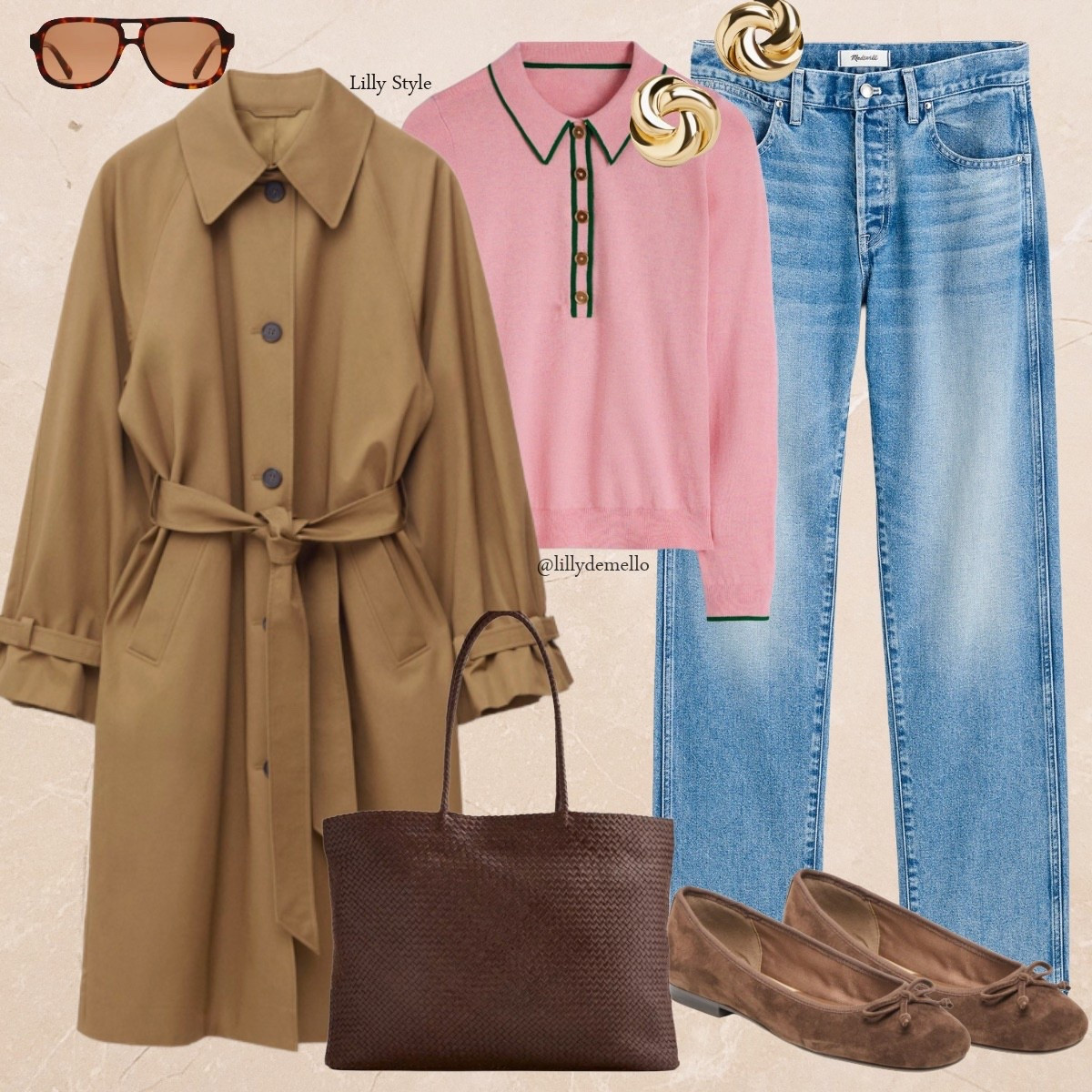 The easiest way to look put-together? Trench + denim + flats. Spring uniform unlocked. Love these pieces!!!

