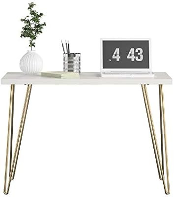 Ameriwood Home Owen Retro Computer, White/Gold Legs Desk | Amazon (US)