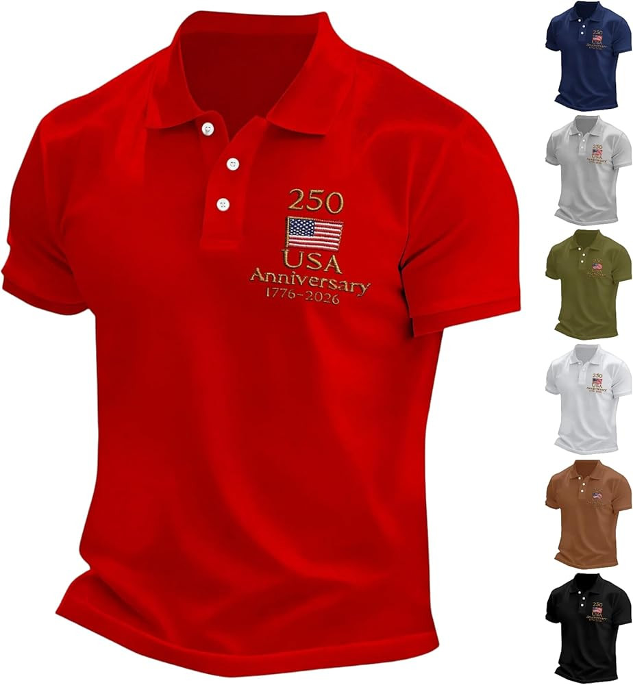 250 Anniversary USA Shirt Mens American Flag Patriotic 4th of July Shirts Casual Collared Short S... | Amazon (US)