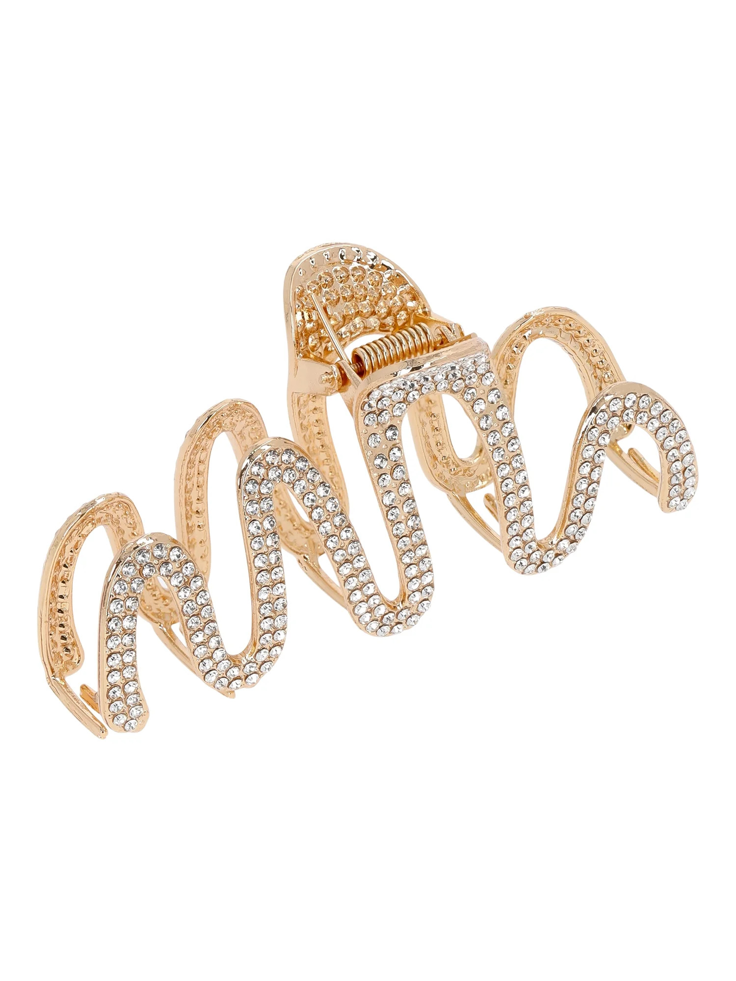 Time and Tru Women's Embellished Swirl Hair Claw Clip, Gold-Tone | Walmart (US)