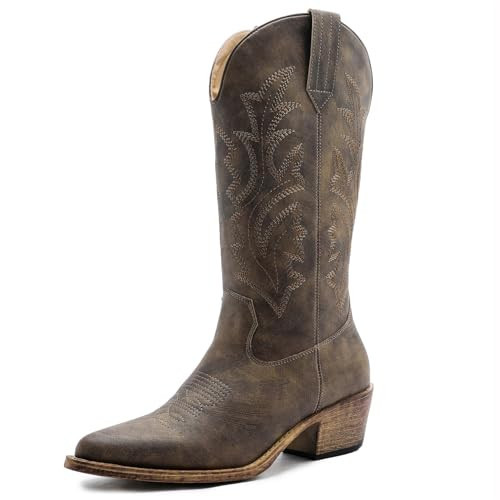 GLOBALWIN Brown Cowgirl Boots Women’s Cowboy Boots with Classic Western Style – Comfortable Cowboy Boots for Women Size 8.5 | Amazon (US)