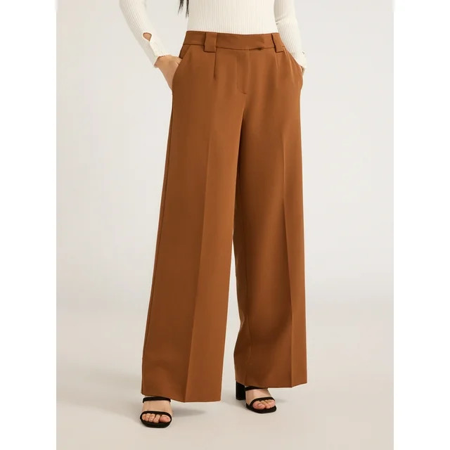 Scoop Women’s Ultimate Crepe Wide Leg Trousers, 32.5" Inseam, Sizes 0-20 | Walmart (US)