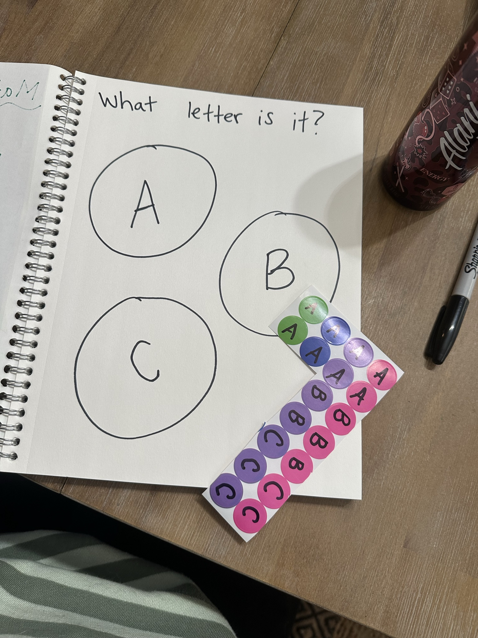 Practicing our alphabet in our learning journal! Perfect fine motor skills with the stickers & identifying letters! 

Toddler mom // toddler learning // Amazon find // toddler activities 