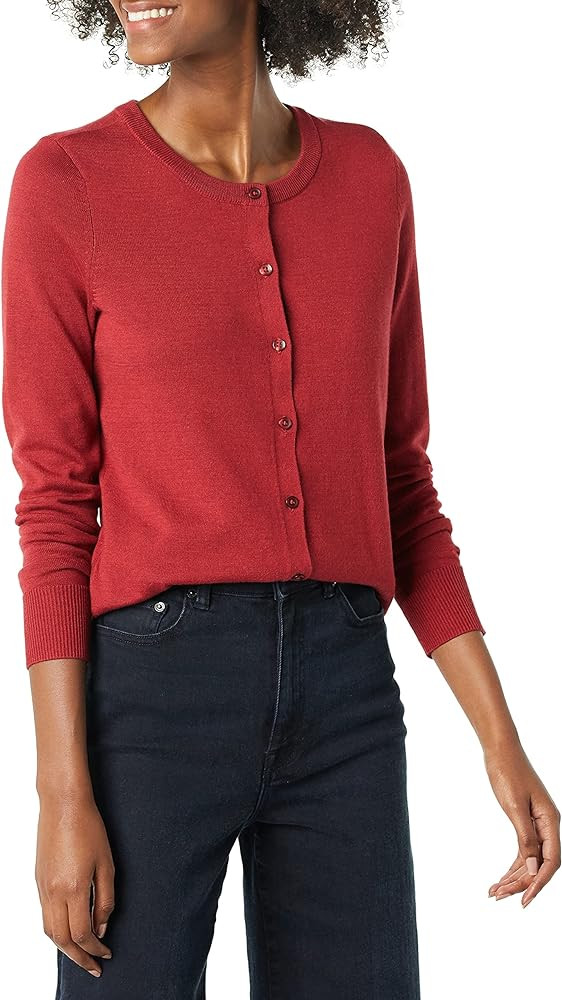 Amazon Essentials Women's Lightweight Crewneck Cardigan Sweater (Available in Plus Size) | Amazon (US)