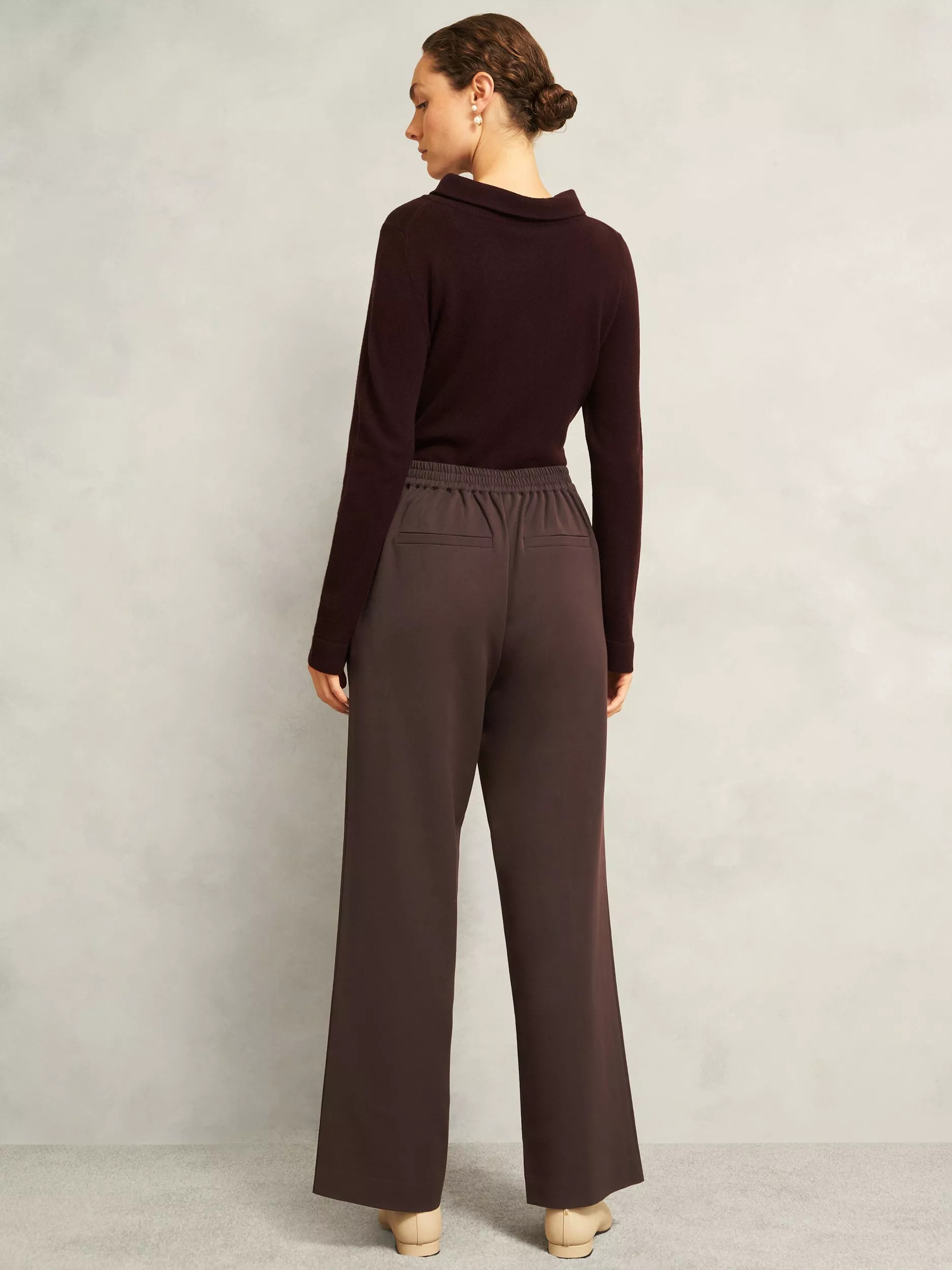 Hobbs Marina Straight Trousers, Deep Brown | John Lewis (UK)