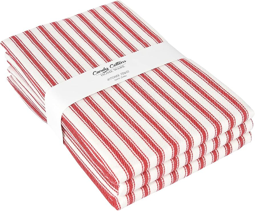 Stripe Kitchen Towels With Hanging Loop - Boho Absorbent Dish Towels Set of 3 - Reversible Reusab... | Amazon (US)