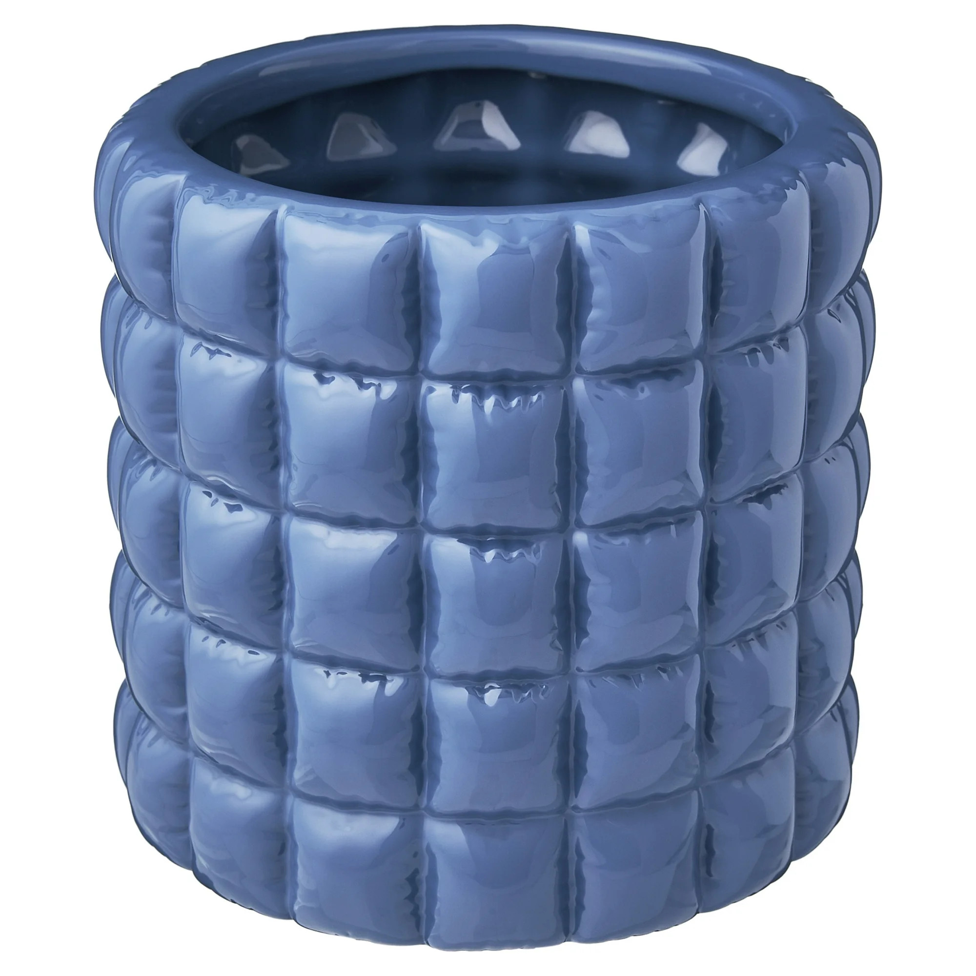 Mainstays Nova 6.25 Inch Round Blue Ceramic Planter with Quilt Pattern | Walmart (US)