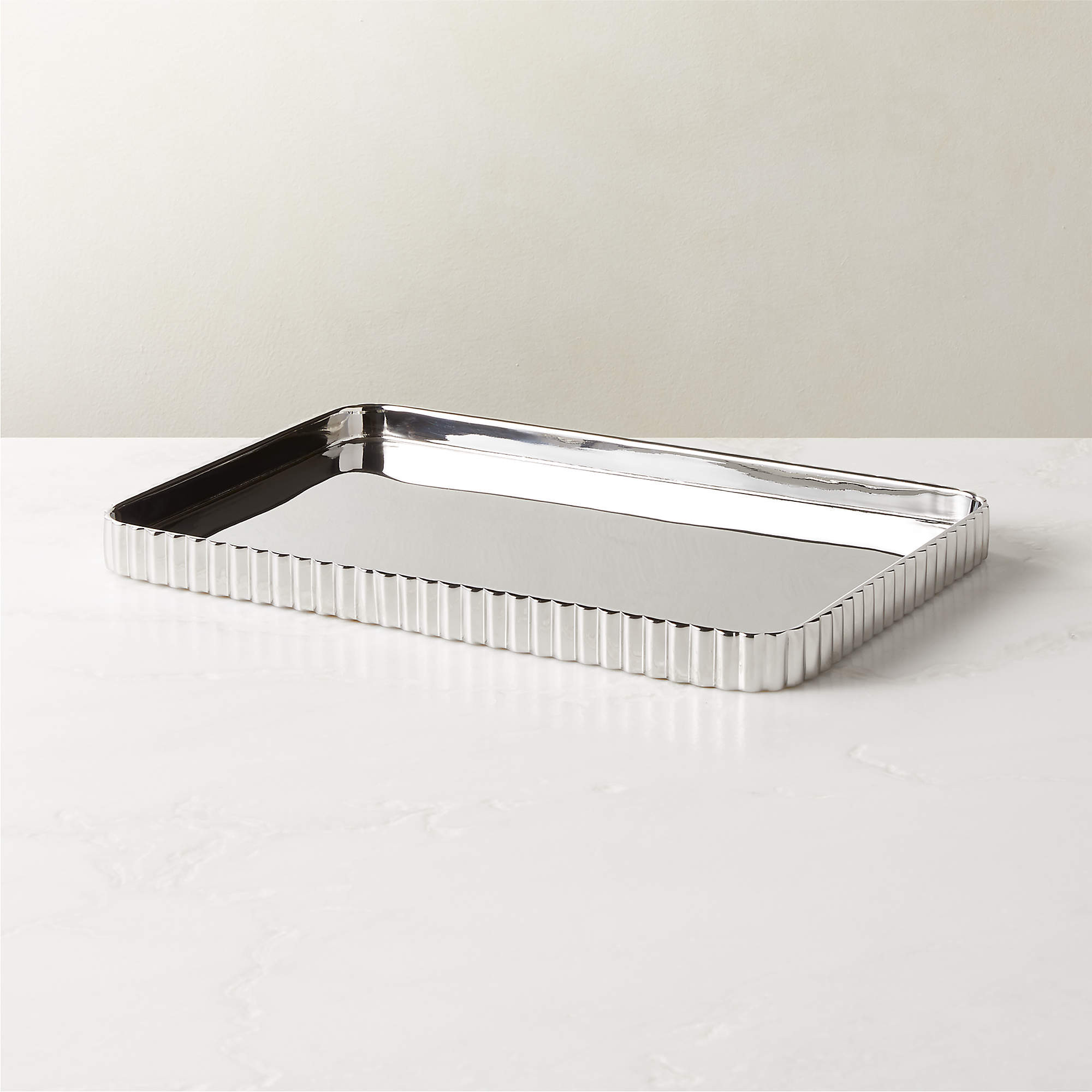 Danilo Modern Pleated Stainless Steel Letter Tray + Reviews | CB2 | CB2