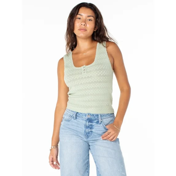 Celebrity Pink Women's Pointelle Henley Tank Top, Sizes XS-XXXL | Walmart (US)